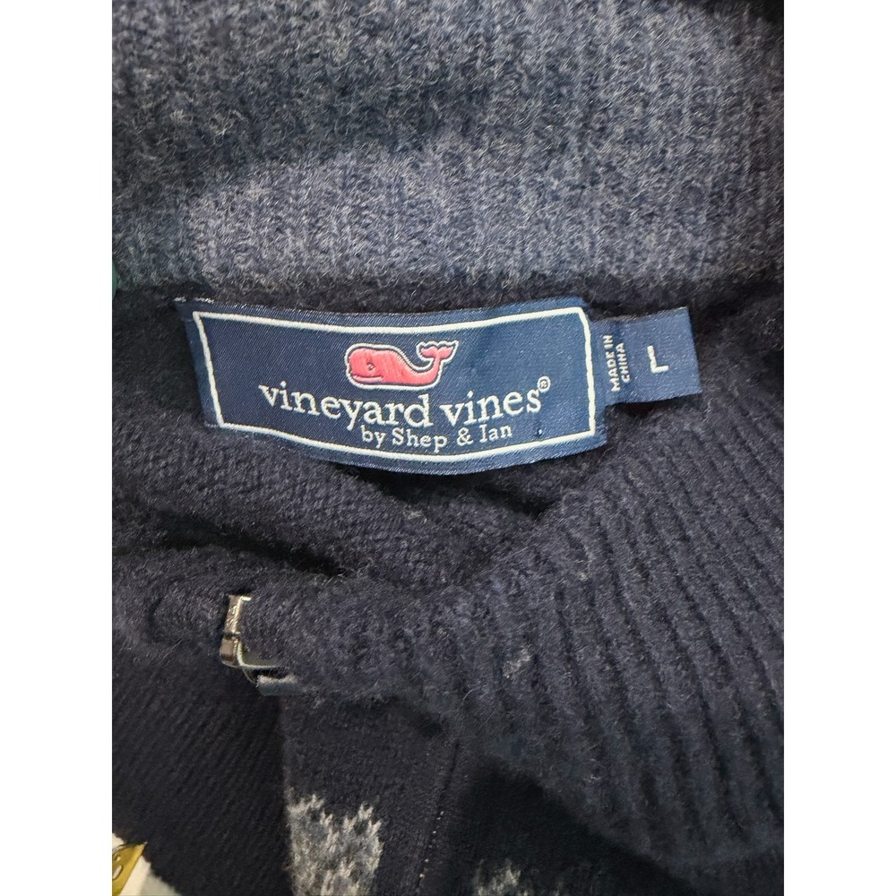 Vineyard Vines Merino Cashmere 1/4 Zip Sweater Mens L Fair Isle Striped Preppy - Picture 3 of 7